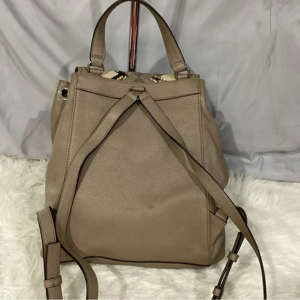 Michael Kors Riley LG Leather Backpack in Taupe Color EUC 84